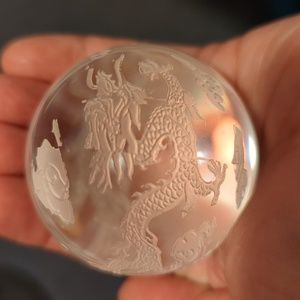 Solid Glass Etched Dragons Ball.